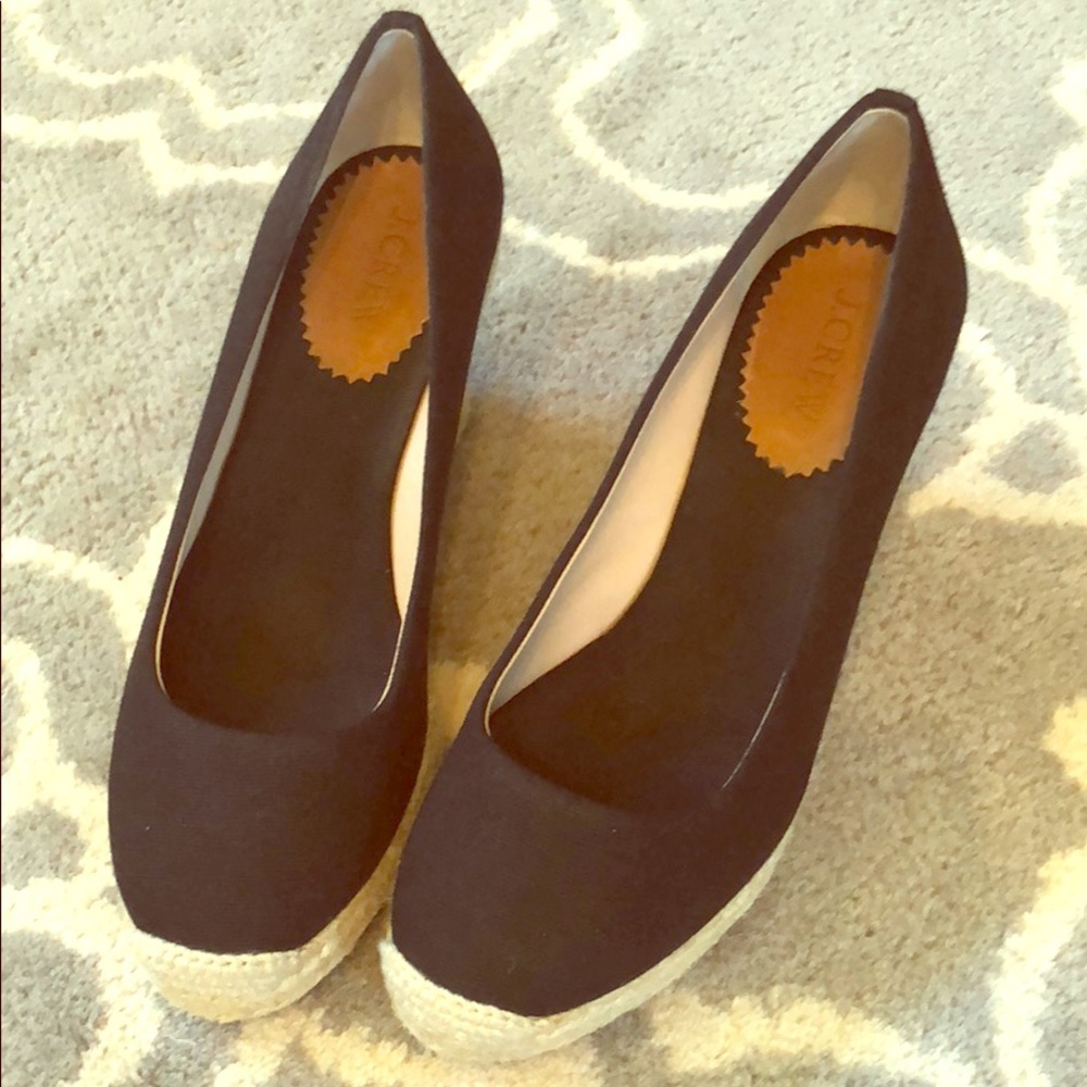 J. Crew Seville Espadrille wedges black